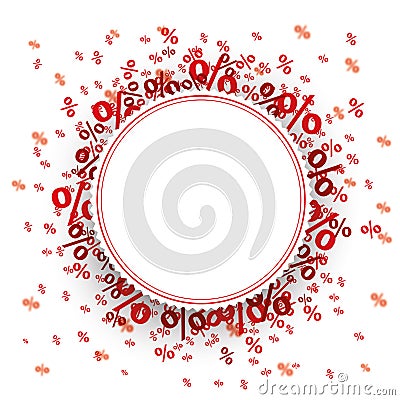 Paper Prongs Emblem Red Percents Vector Illustration