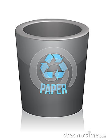 Paper recycle trashcan Cartoon Illustration