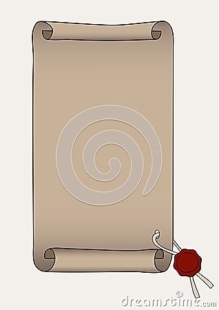 Paper with red wax sealing Vector Illustration