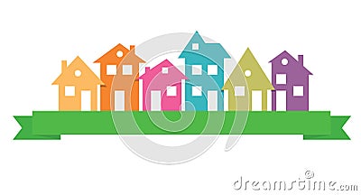 Paper residential buildings logo. Vector Illustration