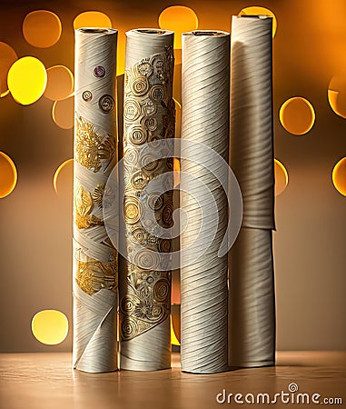 Paper Rolls Manufacturers Commercial Business. Generative AI. Stock Photo