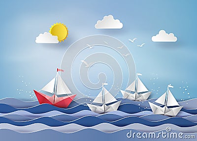 Paper sailing boat Vector Illustration