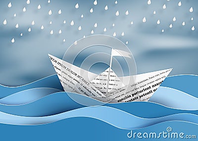 Paper sailing boat Vector Illustration