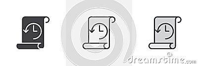 Paper scroll with clock and arrow icon Vector Illustration