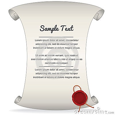 Paper Scroll with Wax Seal. Vector Graphics Vector Illustration