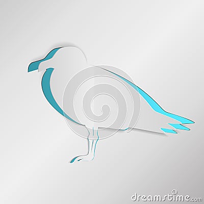 Paper seagull greeting card Vector Illustration