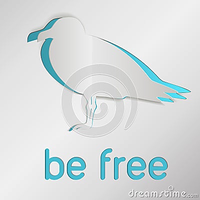 Paper seagull greeting card Vector Illustration