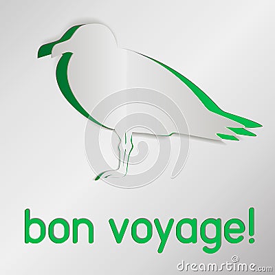 Paper seagull greeting card Vector Illustration