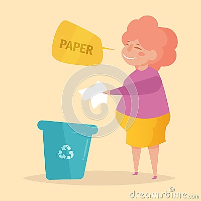 Paper. Separate sorting garbage Vector Illustration