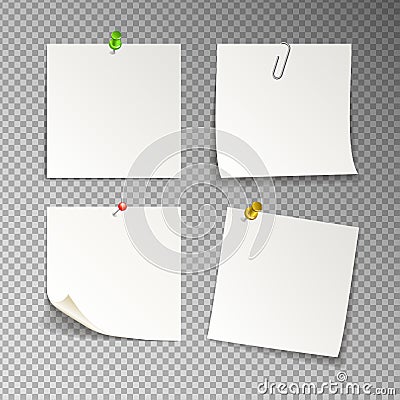Isolated white sticky notes, vector illustration Vector Illustration