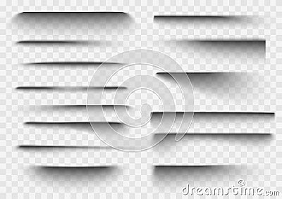 Paper shadow effect. Realistic transparent overlay shadows. Vector Vector Illustration