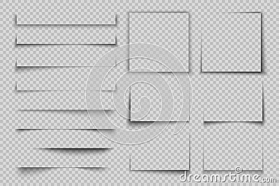 Paper shadow effect. Rectangle box square shadow, realistic transparent label element, banner poster flyer vector shadow Vector Illustration