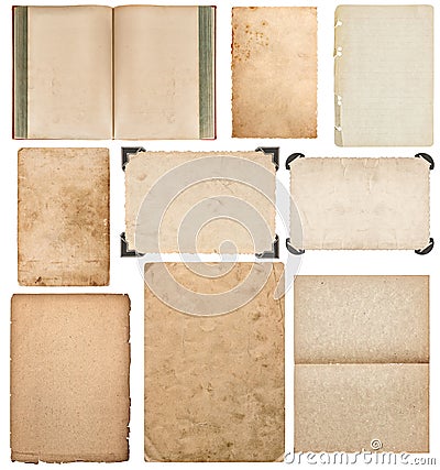Paper sheet, book, photo frame with corner Set scrapbook Stock Photo