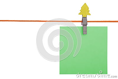 Paper sheet on a clothes line Stock Photo