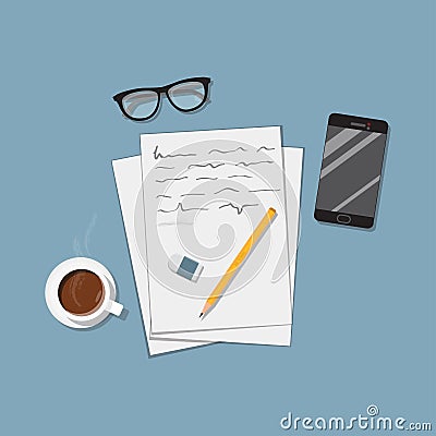 Paper sheet and glasses Vector Illustration