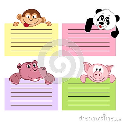 Paper sheet template with animals Vector Illustration