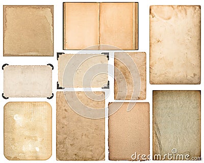 Paper sheets book photo frame corner isolated white background set Stock Photo