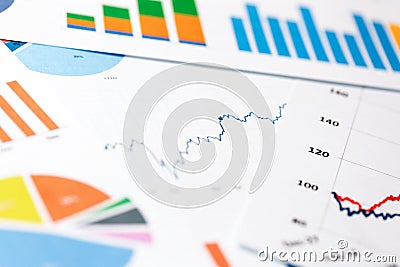 Paper sheets with business graphs and charts Stock Photo