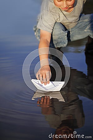 Paper ship Stock Photo