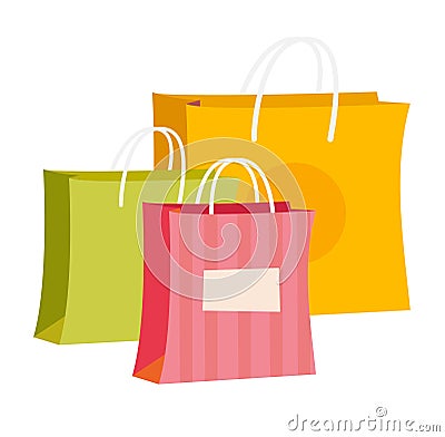 Paper shopping bags vector cartoon illustration. Vector Illustration