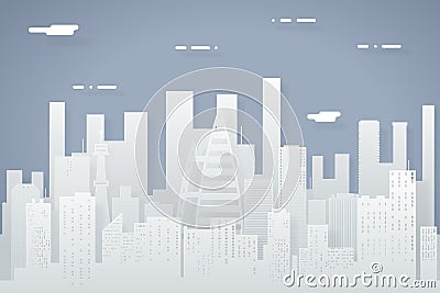 Paper Silhouette Seamless Urban Landscape City Real Estate Summer Day Background Flat Design Concept Icon Template Vector Illustration