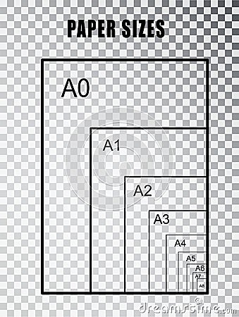 Paper size series A isolated on transparent background Vector Illustration