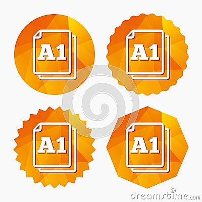 Paper size A1 standard icon. Document symbol. Vector Illustration