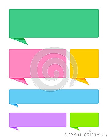 Paper speech bubble horizontal pastel color isolated on white, horizontal frame speech bubble label for message, dialog box Vector Illustration