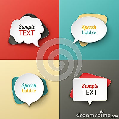 Paper speech bubbles different shapes with the shadows Vector Illustration