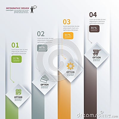 Paper square timeline infographic Vector Illustration