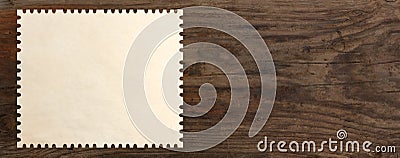 Paper stamp post old wooden table Stock Photo