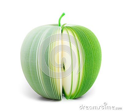 Paper stick note green apple isolated Stock Photo