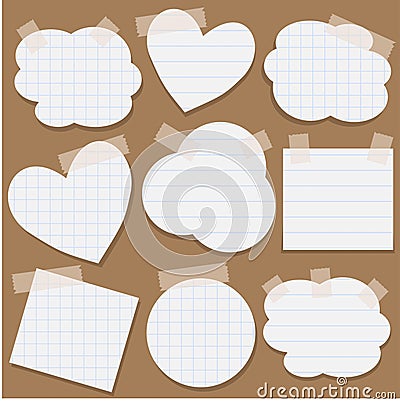 Paper stickers with scotch tape Vector Illustration