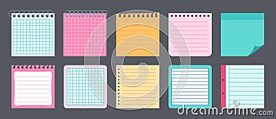 Paper sticky note flat set memo messages vector Vector Illustration