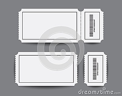 Paper stub ticket templates with two parts Vector Illustration
