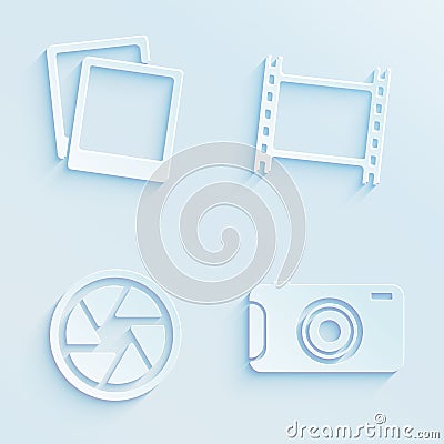 Paper style photography vector icons Vector Illustration