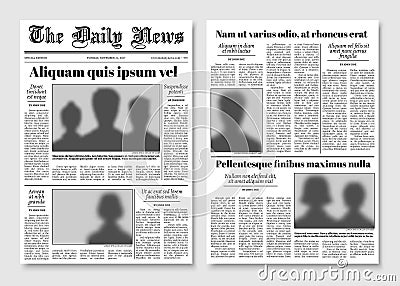 Paper tabloid newspaper vector layout. Editorial news template Vector Illustration