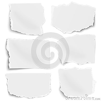 Vector paper tears of different shapes set isolated on white background Vector Illustration