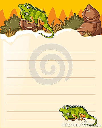 Paper template with two lizards Vector Illustration