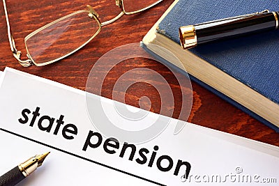 Paper with title state pension. Stock Photo