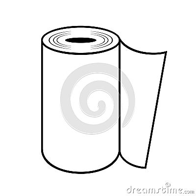 kitchen paper towel roll outline illustration on white background Cartoon Illustration