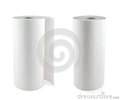 Paper towel set isolated on white background Stock Photo