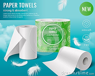 Paper Towels Advertising Background Vector Illustration