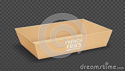Paper tray brown, template design isolated on transparent grid background Vector Illustration