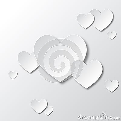 Paper White Hearts Vector Illustration