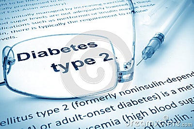 Paper with words diabetes type 2 Stock Photo