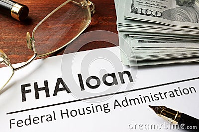 Paper with words fha loan Stock Photo
