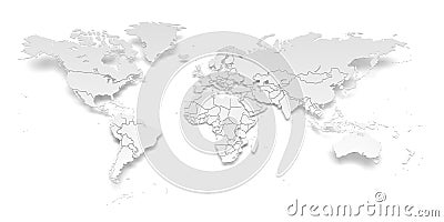 Paper world map with national borders Stock Photo