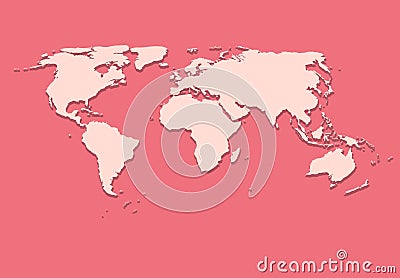 Paper World Map on Pink Background Vector Vector Illustration