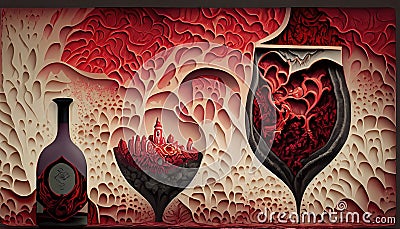 paper world red wine abstract background Stock Photo
